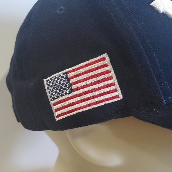 NYPD God Bless America By Colosseum White Navy Blue Baseball Hat Cap - Picture 6 of 14